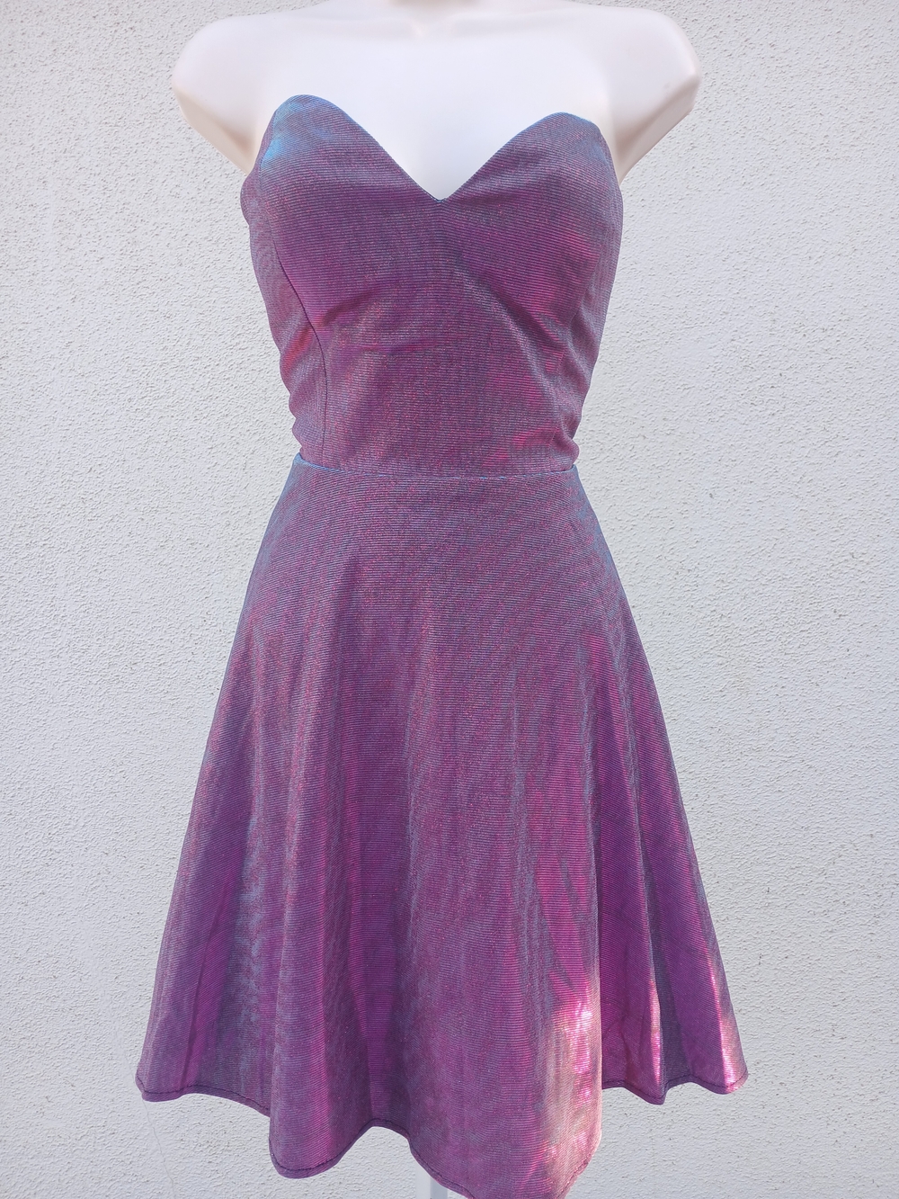 Maniju Iridescent Purple Fuchsia Aqua Strapless Party Dress L